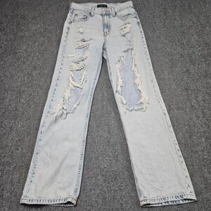 Aeropostale 90s Baggy Jeans Size 4 Light Wash Distressed Ripped Denim Y2K Retro